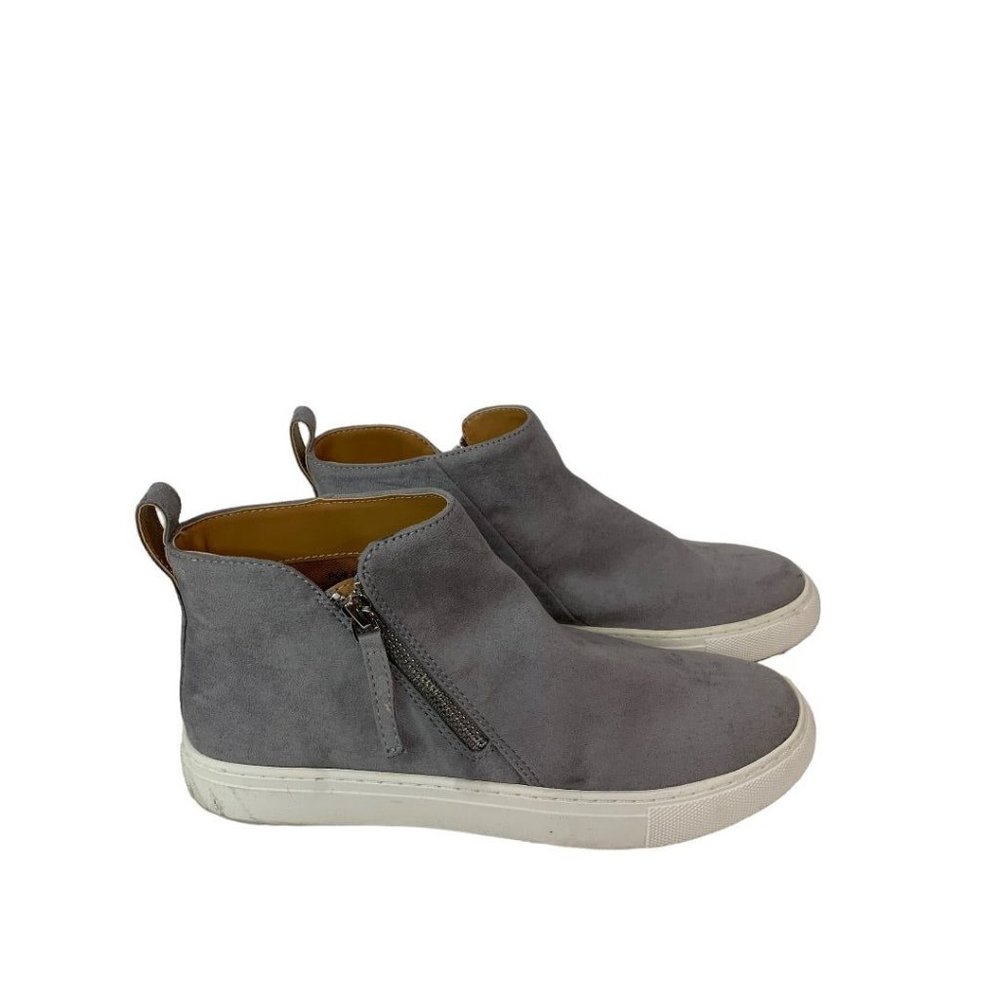 Size 8 J.Crew Women's Gray Faux Suede Sneaker High Tops‎ BA833